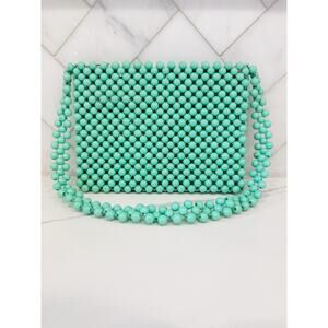 Vintage Lady Ellen Mint Green Beaded Clutch / Shoulder Bag